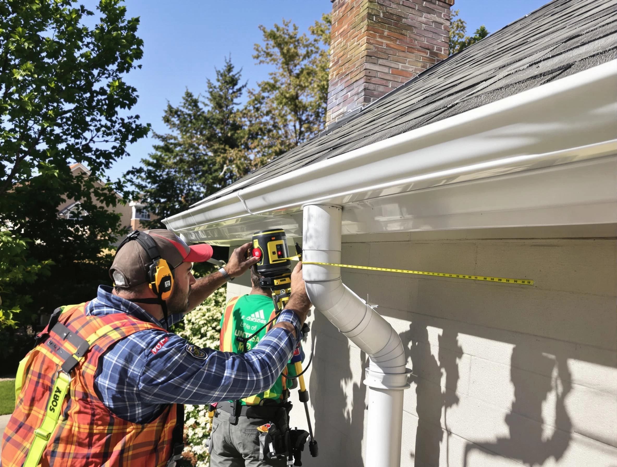 Lorain Roofing Company installing downspouts at a property in Lorain, OH