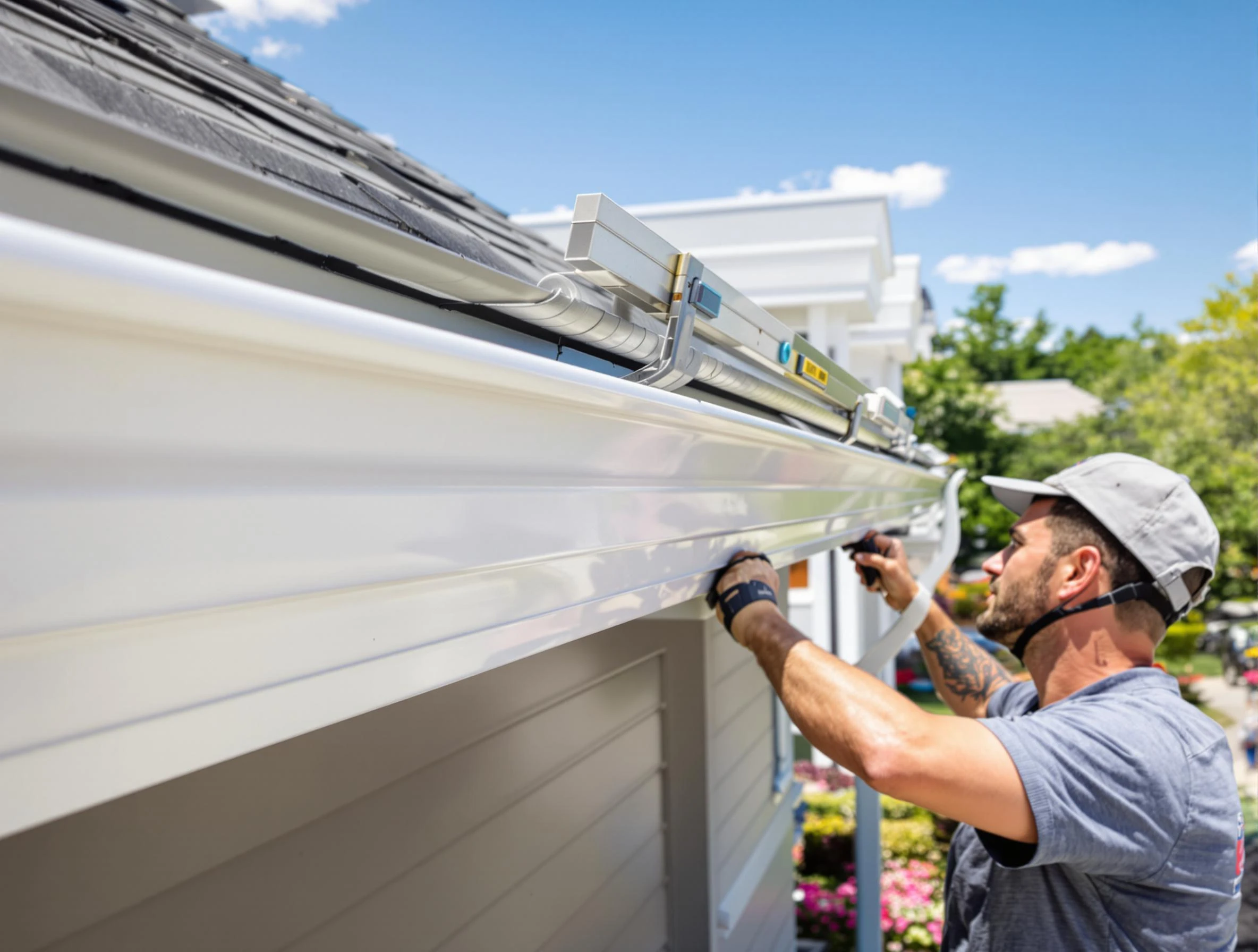 Newly installed gutters by Lorain Roofing Company for a home in Lorain, OH